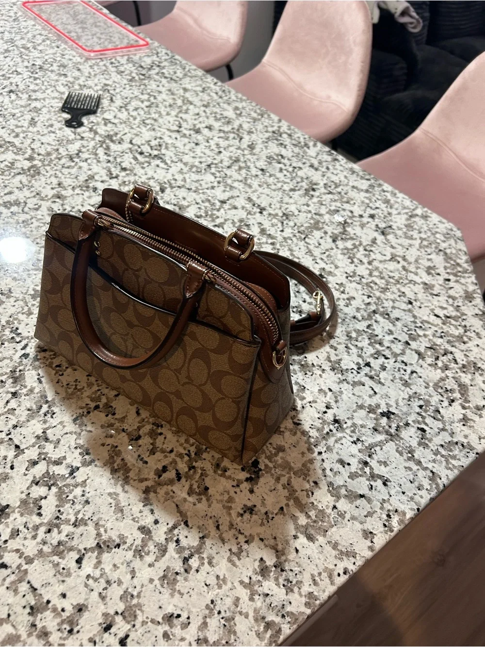 Coach Brown Signature Mini Satchel with Gold Hardware